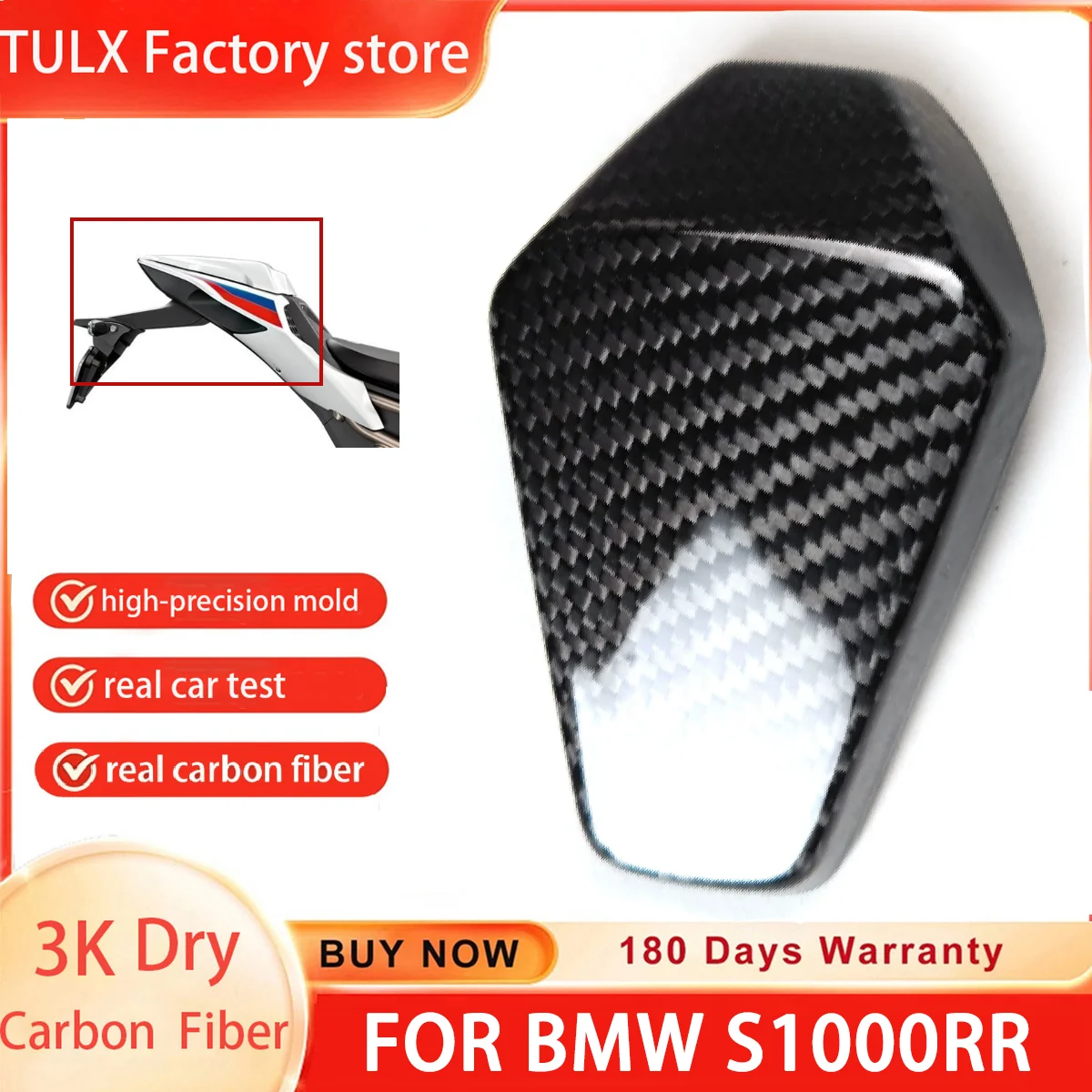 

3K Dry Carbon Fiber For BMW S1000RR 2023 2024 Motorcycle Accessories Tail Seat Pillow Cover Cowl Cap Rear Fairing Panel Full