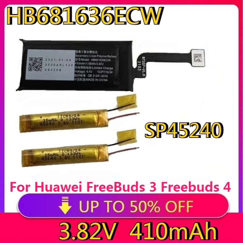 

New HB681636ECW 410mAh New Replacement Battery For Huawei FreeBuds 3 Freebuds 4 4E Wireless Bluetooth TWS Earphone T0004C