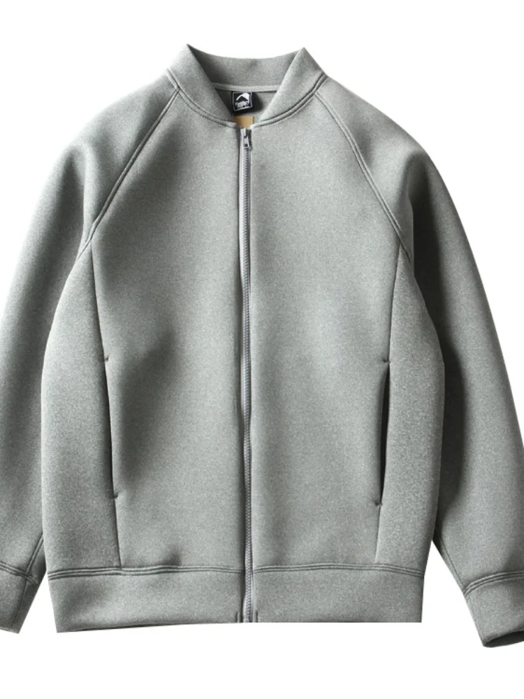 

Couples Sle Baseball Collar Zipper Jaet Men's Spring Autumn Elastic Air Layer Open Cardigan Coat Faion Urban Loose Fit