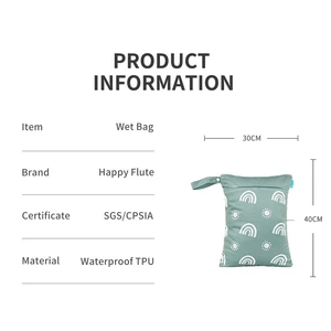 Mutlu Flüt bebek bezi Çantası yeniden kullanılabilir iki fermuarlı Islak Çanta su geçirmez bebek bezi bebek, yürümeye başlayan çocuk, 30cm x 40cm Borsada ilk 10 satış giysi ve içme №10