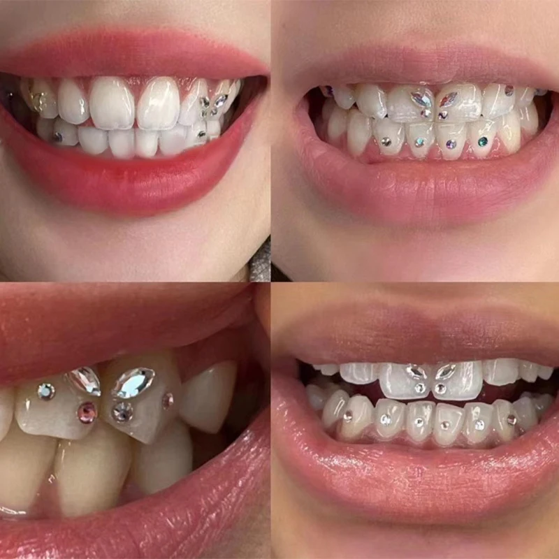 10Pcs Diamond Bur Dental Material Teeth Whitening Denture Acrylic Teeth Crystal Ornament Oral Hygiene Tooth Decoration