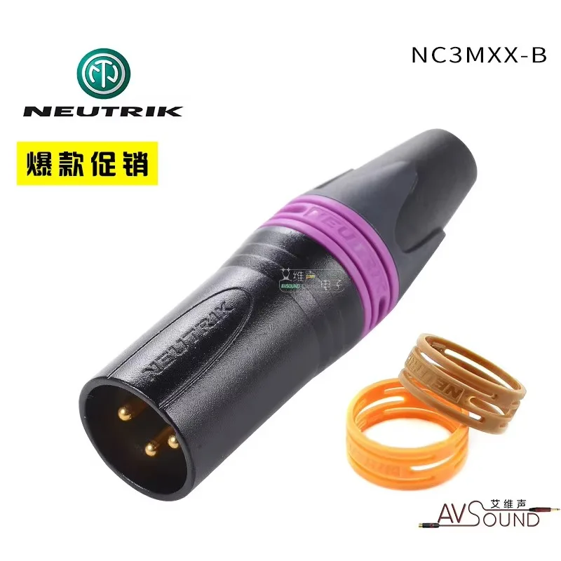 

NEUTRIK Трехжильный XLR балансировочный штекер NC3MXX-B с черным позолоченным цветным кольцом