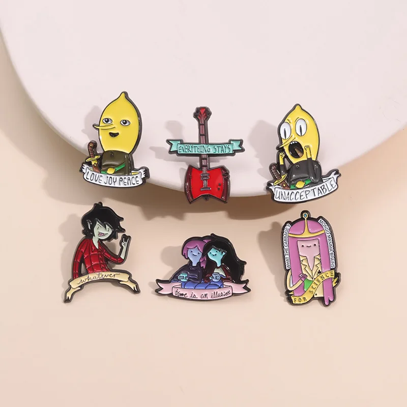 Adventure Time Cartoon Animation TV Collection Enamel Pins Cute Anime Figure Lapel Badge Jewelry Gift for Children Fans Present