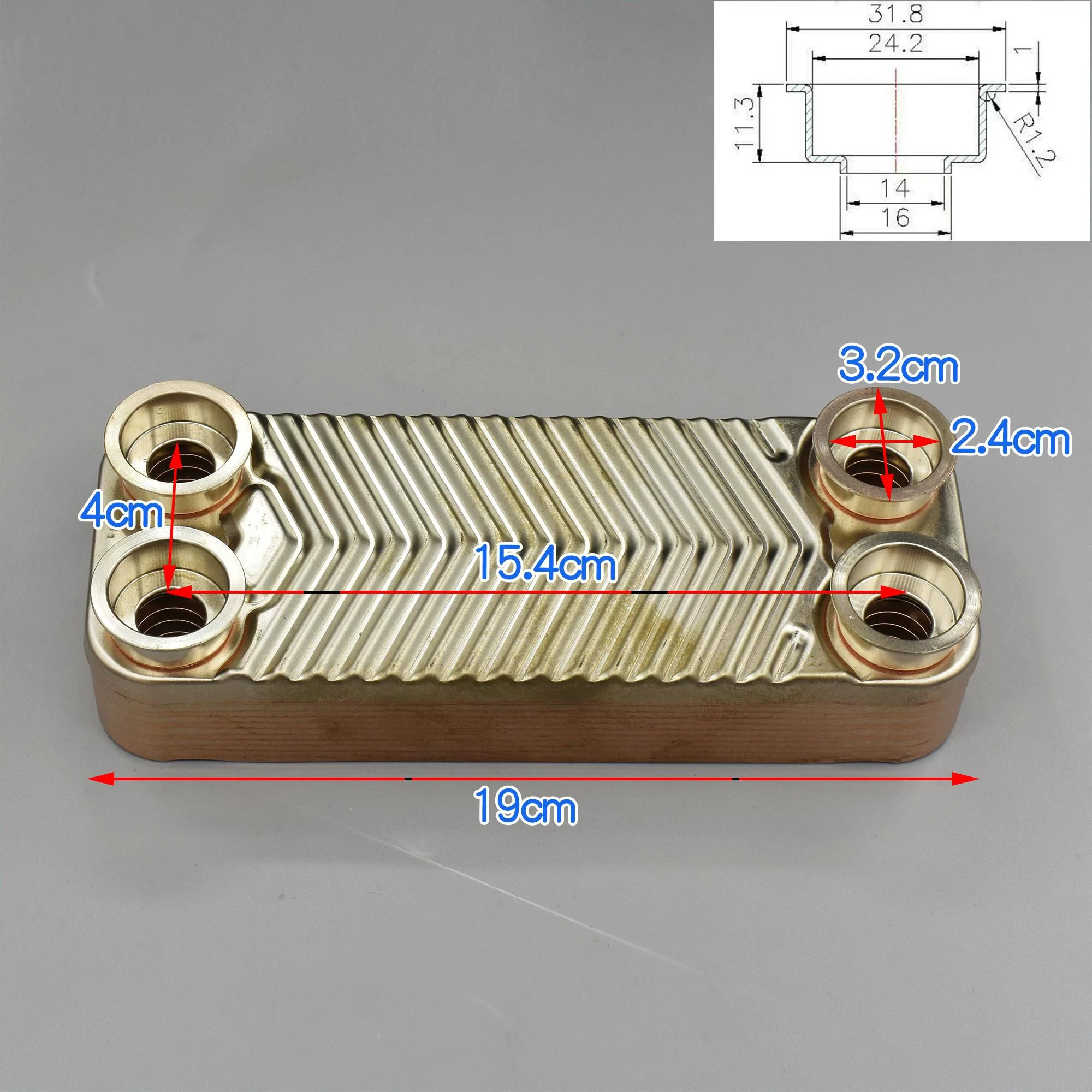 Stainless Steel Brazed Plate Heat Exchanger 12 Layer Wall Mounted Gas Boiler Accessories
