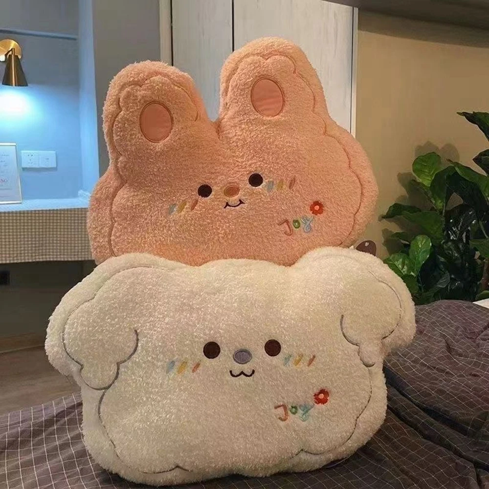 45CM Cute Animal Plush Toy Super Soft Short Hair Rabbit Bear Sofa Cushion Sleeping Pillow For Children's Birthday Gifts