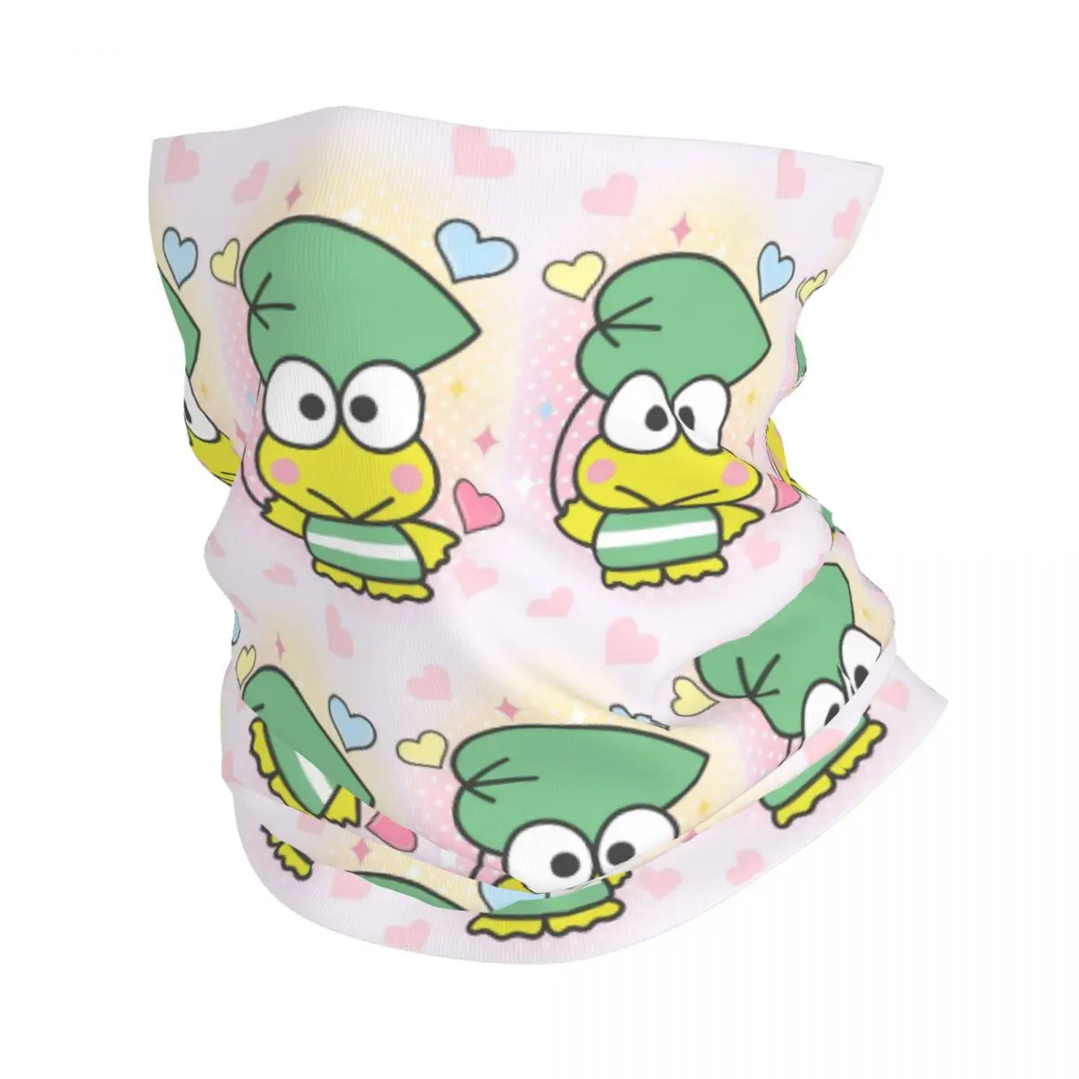 Custom Keroppi Neck Gaiter Men Women Windproof Winter Animation Hot Bandana Scarf for Hiking