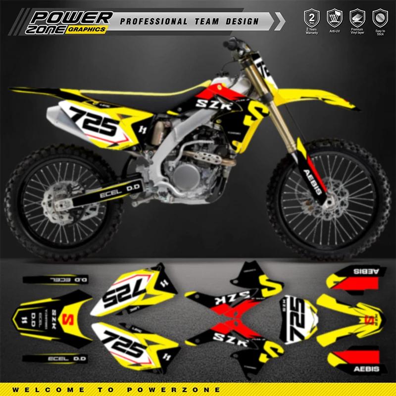 

Наклейки на мотоцикл POWERZONE на заказ для SUZUKI RMZ 250 2010-2018 250CC, индивидуальный комплект защиты графического номера 07
