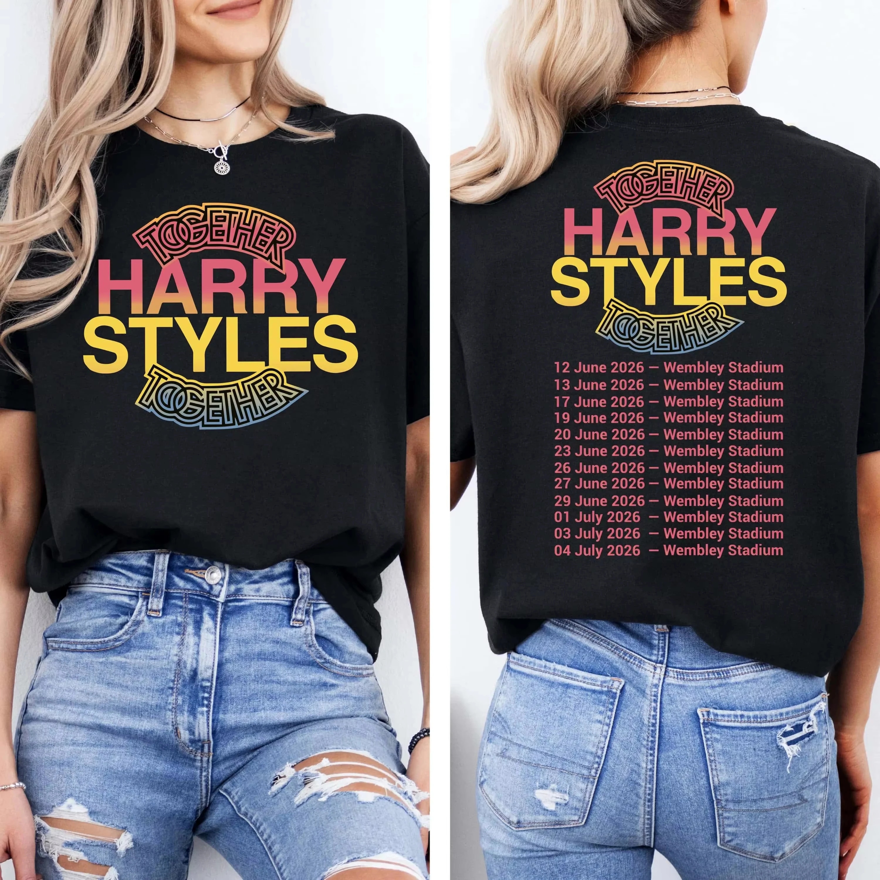 Harry Styles Together 2026 Tour Wembley Stadium T-shirt Men and Women Summer Cotton Clothing Oversize Fashion Short Sleeved Tee