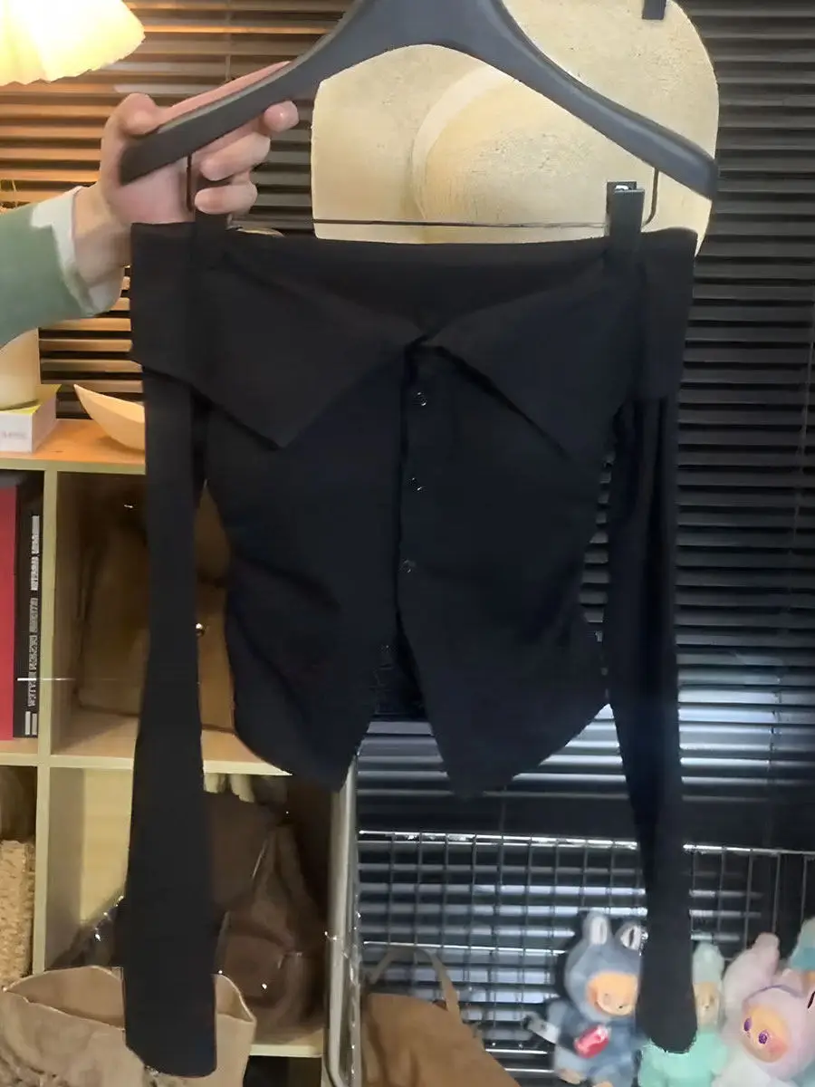 

Облегающая удлиненная футболка на одно плечо, женская, весенняя, модная, базовая, с открытым плечом, во французском стиле