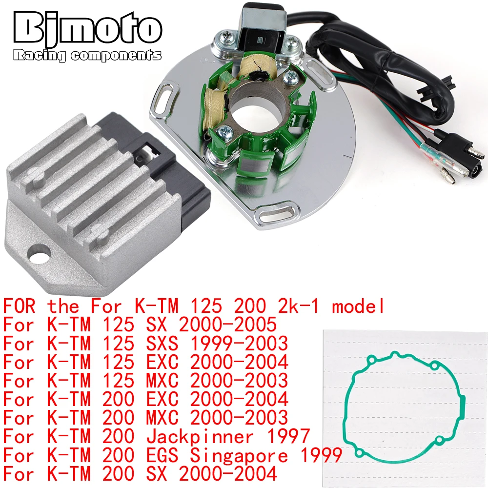 Engine Stator Coil+Voltage Regulator rectifier For K-TM 125 200 2k-1 model 200 SX EXC MXC Jackpinner EGS Singapore With Gasket