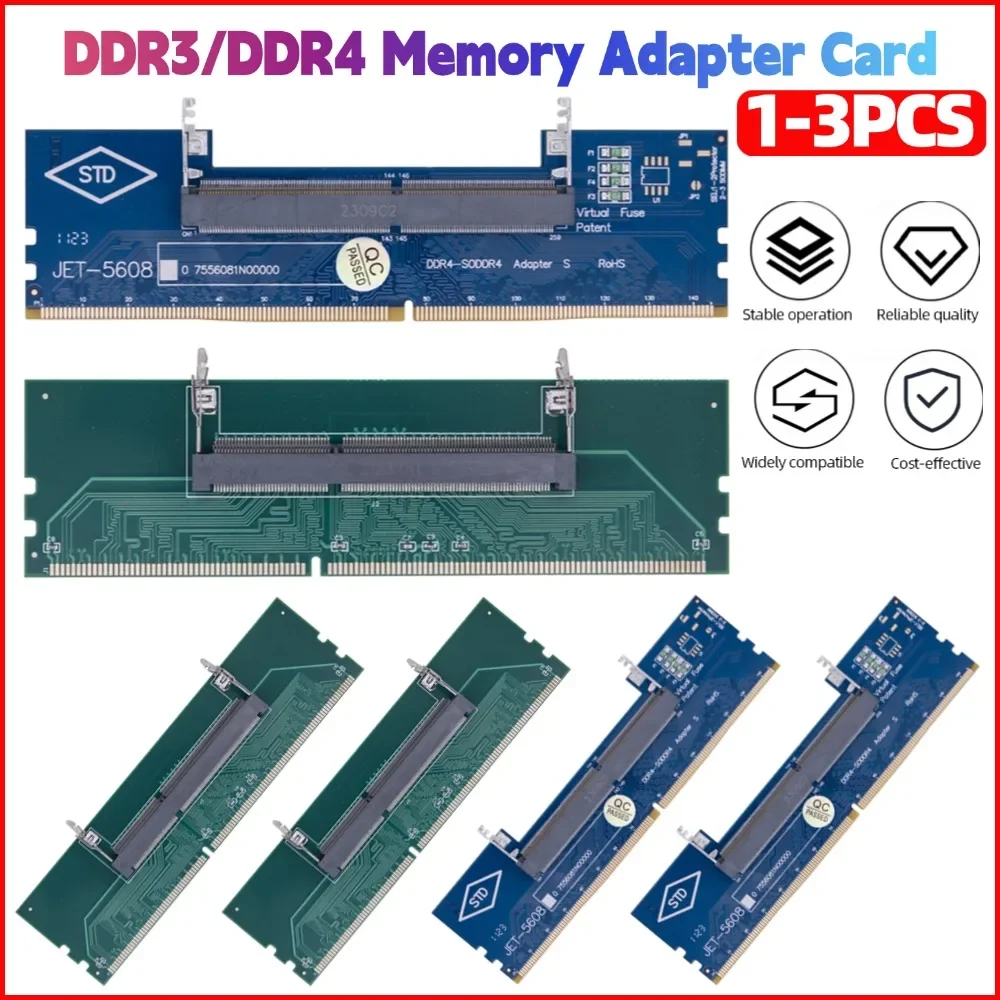 DDR3/DDR4 Laptop To Desktop Memory Adapter SO-DIMM To PC DIMM Card Connector Card Memory Stick Converter Adaptor 1/2/3PCS