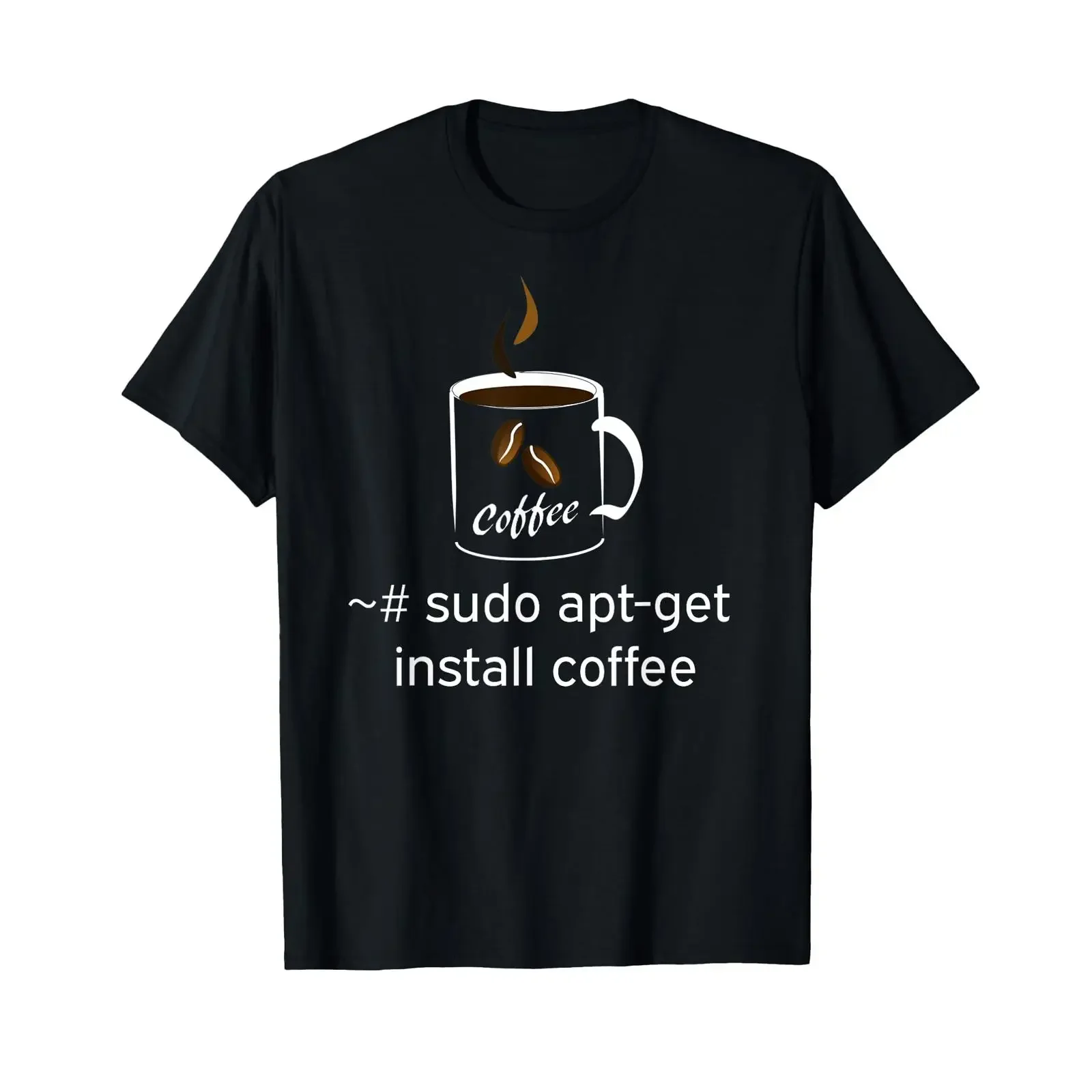 sudo apt get install coffee Programmer Nerd Linux T Shirt vintage Washed homme designer clothes Breathable Slightly Versatile