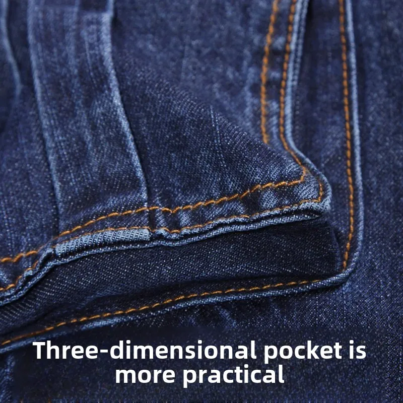 الرجال الخريف/الشتاء متعددة جيب مستقيم الساق السراويل البضائع فضفاضة تناسب حجم كبير زائد Beefy الجينز عادية مريحة سراويل جينز