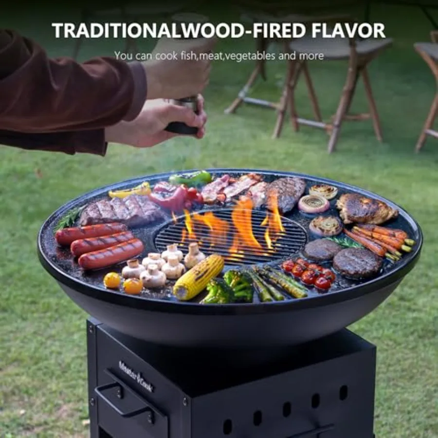 شواية فحم شواء واسعة مع سطح معدني لحفلات الفناء الخلفي والتخييم والمناسبات الخارجية مثالية لـ Carne Asada والشوي