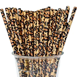 50/100pcs Leopard Print Paper Straws Drinking Printed Animal Straws Safari Themed Straws Baby Shower Birthday Party Decorations
