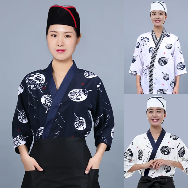 Uniforme de Chef de estilo japonés, servicio de comida, Sushi, restaurante, Bar, cocina, camarero, ropa de trabajo, chaquetas de Chef para hombres y mujeres, ropa de trabajo de Catering