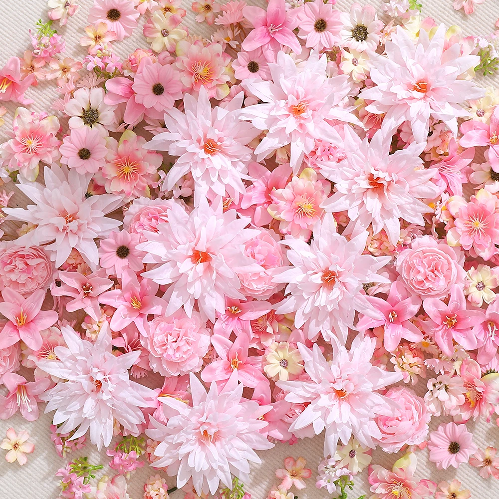 20/50Pcs Pink Artificial Flower Head MSini Silk Artificial Rose Daisy Flower Craft Supplies Wedding Party Wreath Home Decoration