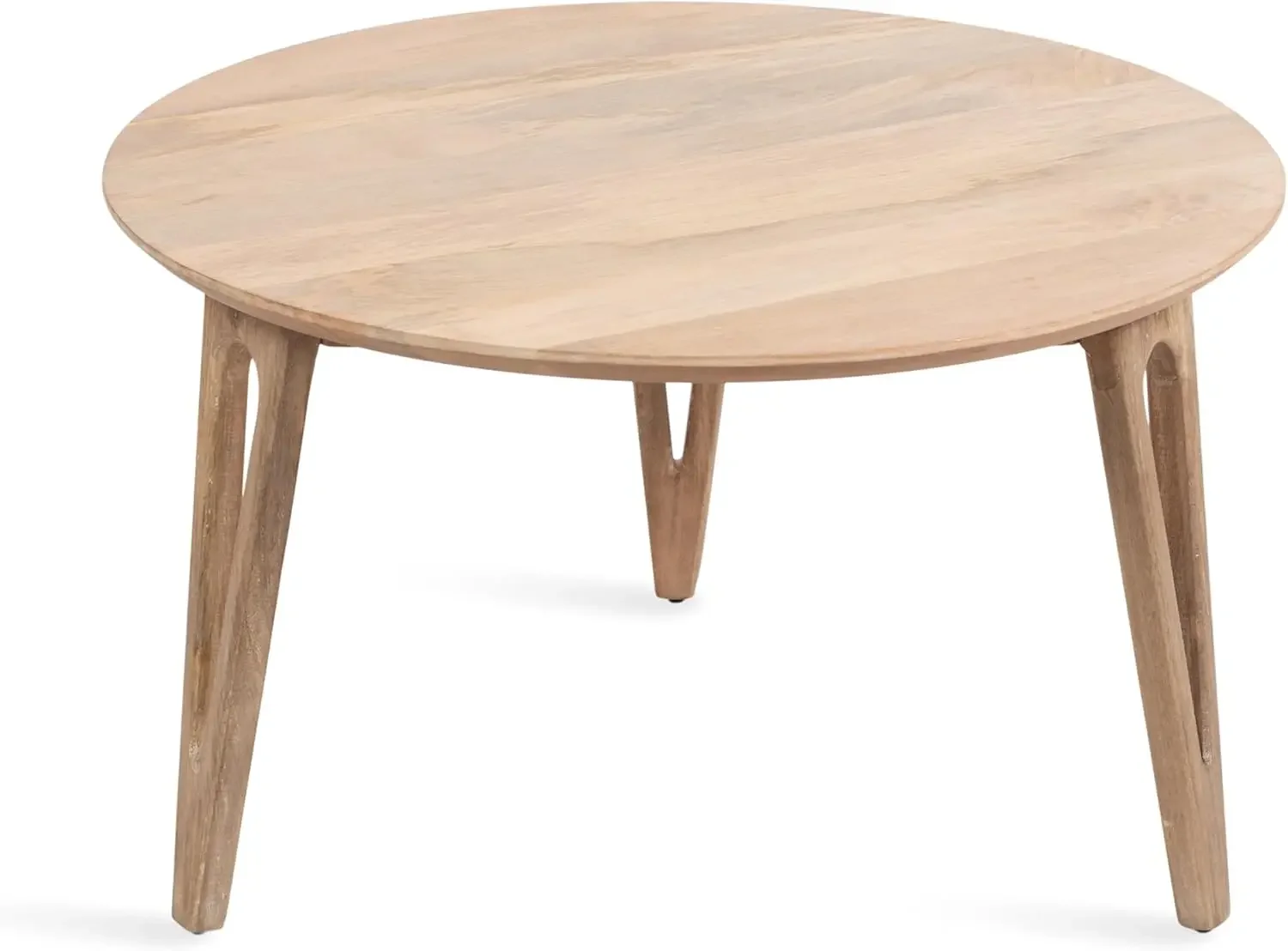 Kershaw Transitional Round Coffee Table|30 x 30 x 19|Natural Wood|Circle Living Room Table with Solid Mango Wood