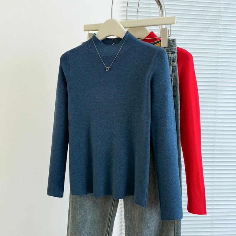 2025 Turtleneck Sweater Casual Autumn Winter Pullover Sweaters Simple Chic Jumpers Women Vintage Basic Solid Knitted Tops