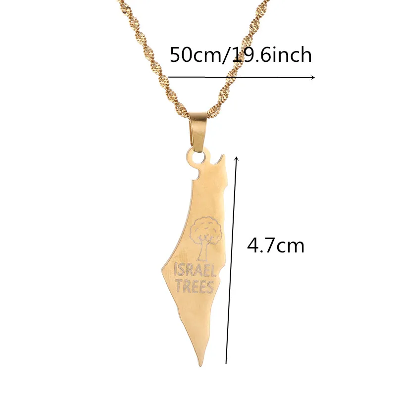 Stainless Steel Israel Map Pendant Necklace For Women Men