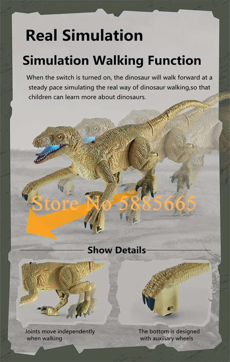 Realistic Simulation Remote Control Dinosaur Joint Action Movable Raptor Luminous One-key Automatic Demo RC Toys For Child Gifts