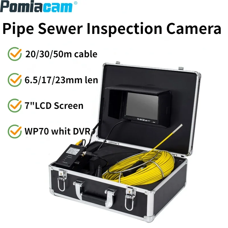 

WP70 20/30/40m Professional Pipeline Endoscope Inspection Camera 7"LCD Screen 6.5/17/23mm Pipe Drain Sewer Inspection Camera