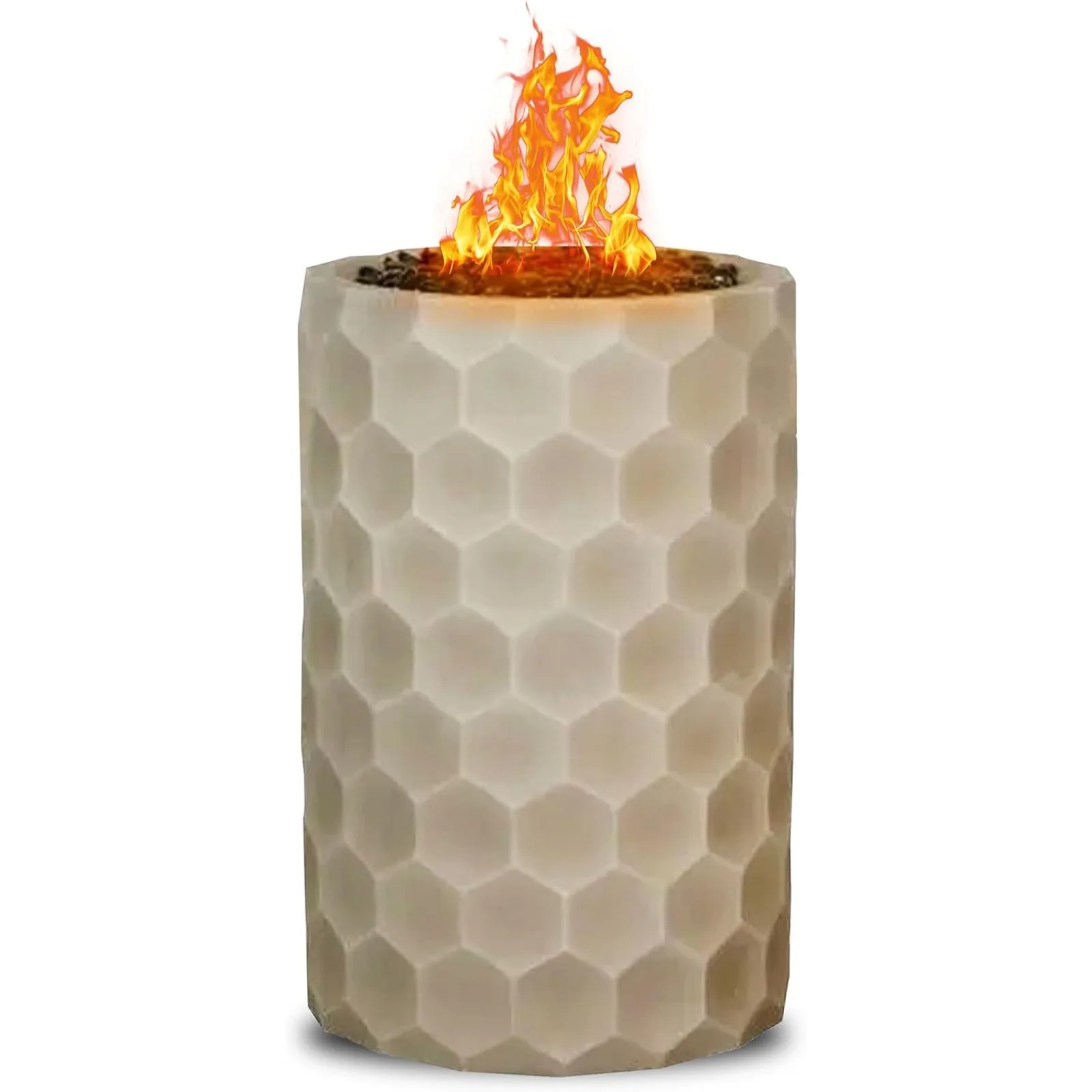 

US 11.8" Steel Smokeless Propane Gas Fire Pit Round Honeycomb Stone Fireplace with Cover for Outdoor Backyard Patio Heating,