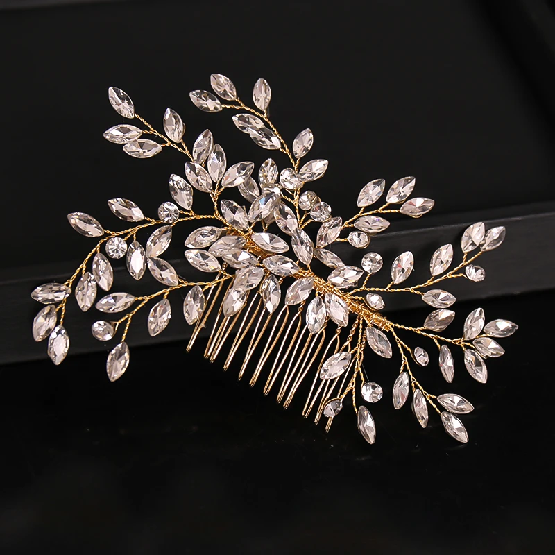 New Handmade Silver Color Rose Gold Tiara Hair Combs Crystal Rhinestone Combs Bridal Hair Accessories Wedding Women Hairbands image 6