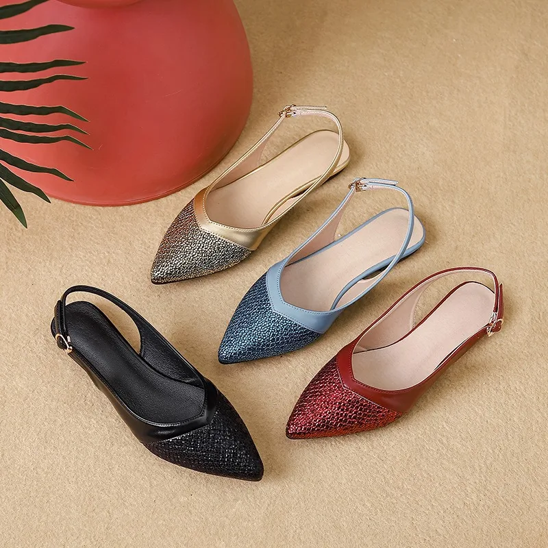 

New Summer Women Pointed Semi-Casual Slippers Lady Closed-Toe Single Strap Sandals Adult Girls Flat Shoes Outdoor Casual Shoes