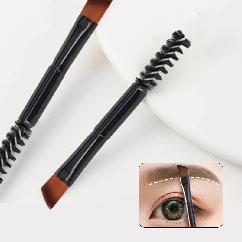 5/10pcs Mini tragbare doppel köpfige Augenbrauen Wimpern pinsel für flache Eyeliner Lippen applikator Make-up Pinsel kosmetisches Werkzeug