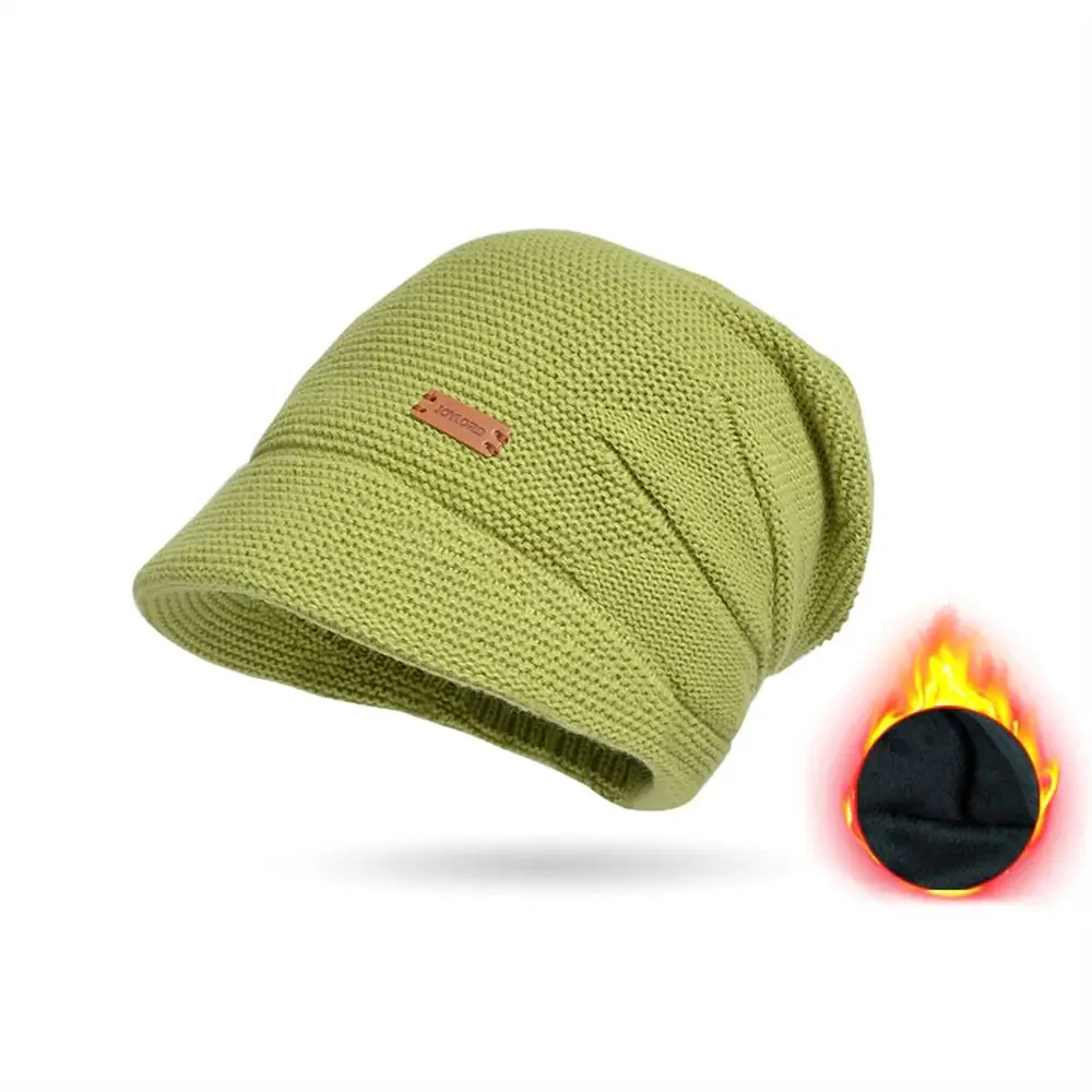 Chapéu de malha macio para mulheres, aba curta casual, gorro forrado de lã, mantenha aquecido, proteção de orelha à prova de vento