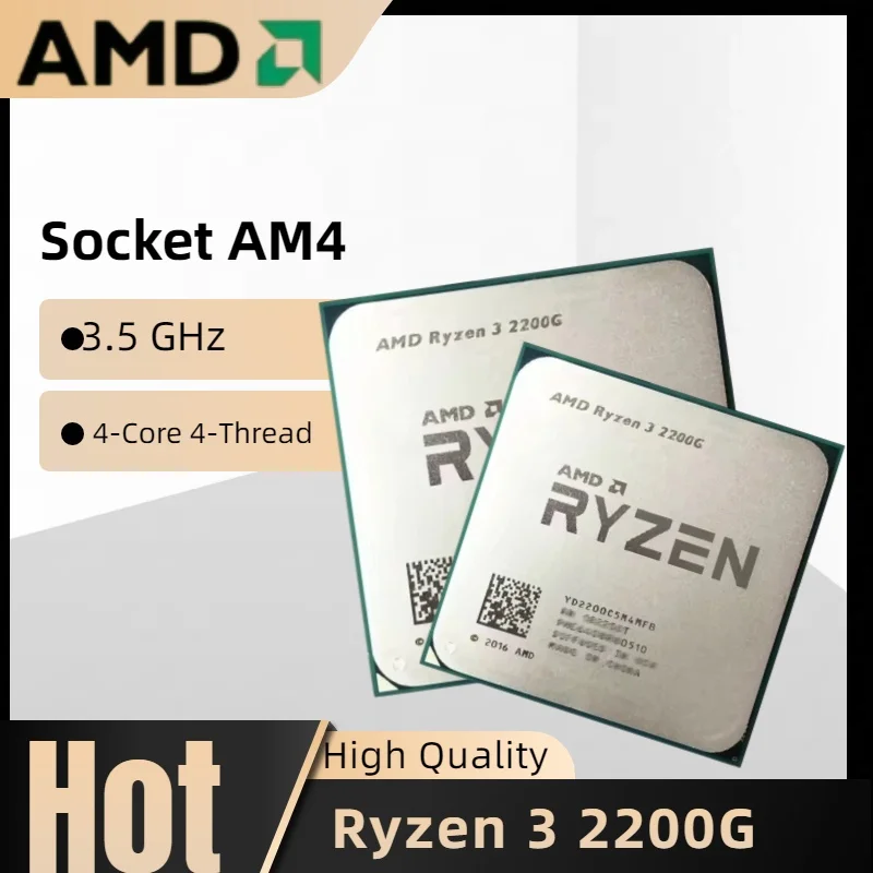 AMD Ryzen 3 2200G 2026 Usado, R3 2200G 3.5 GHz Zen 0.014, CPU de Cuatro Núcleos y Cuatro Hilos, YD2200C5M4MFB, Socket AM4