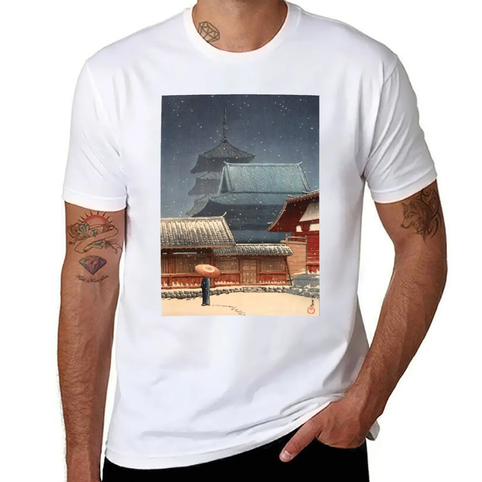 

Kawase Hasui - Tennoji temple in Osaka T-Shirt g man t shirts for men man t shirt luxury T-Shirt