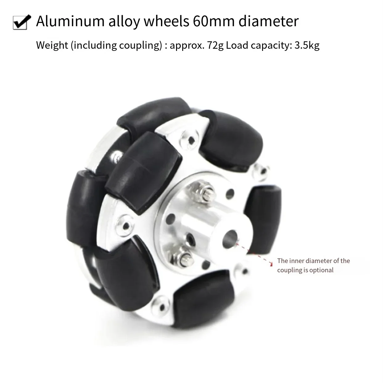 Metal Omni Wheel Intelligent Wheel Robot 58mm 60mm 75mm With Coupling 3/4/5/6/8mm Plastic/Aluminum Alloy DIY Parts view 5