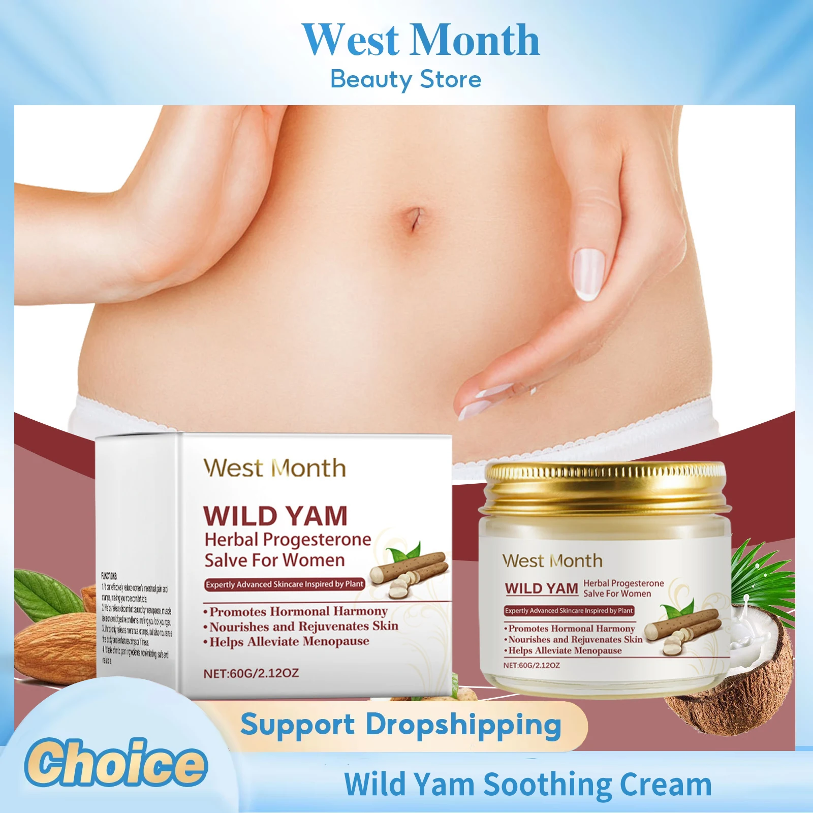 

Wild Yam Soothing Cream Deep Nourishing Relieve Fatigue Menstrual Pain Relief Improve Blood Circulation Women Health Body Care