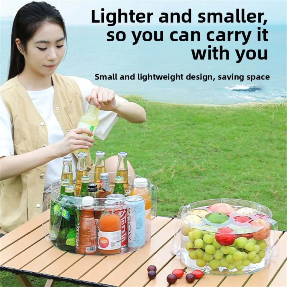 New Portable Disposable Compression Bucket Transparent With Handle Travel Laundry Bag Large Capacity Washing Vegetable Basin