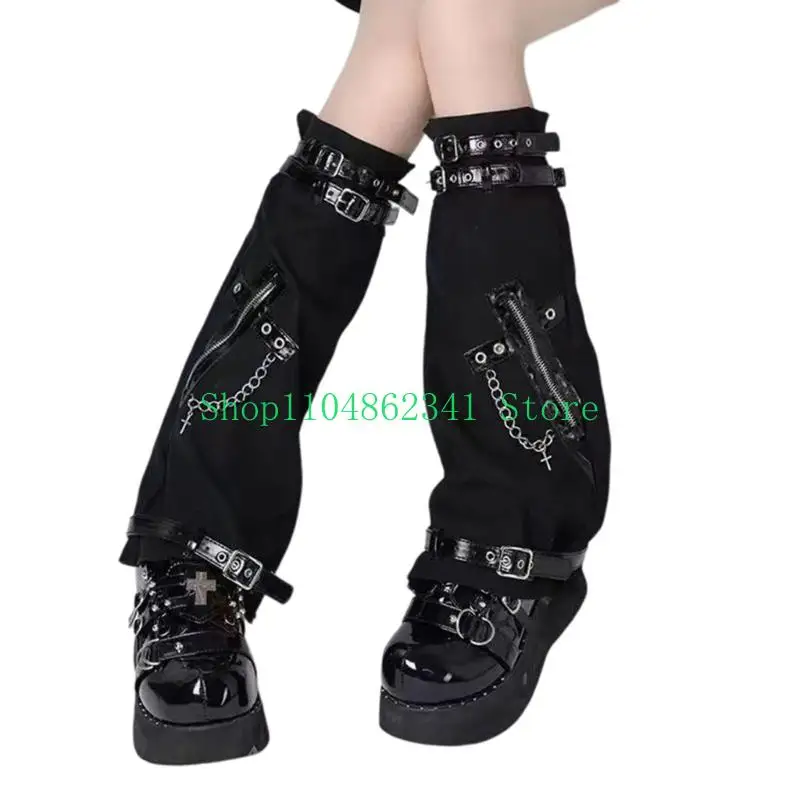 652f-manches-longues-jambieres-pour-femmes-chaussettes-longues-foncees-avec-œillet-chaine-en-metal