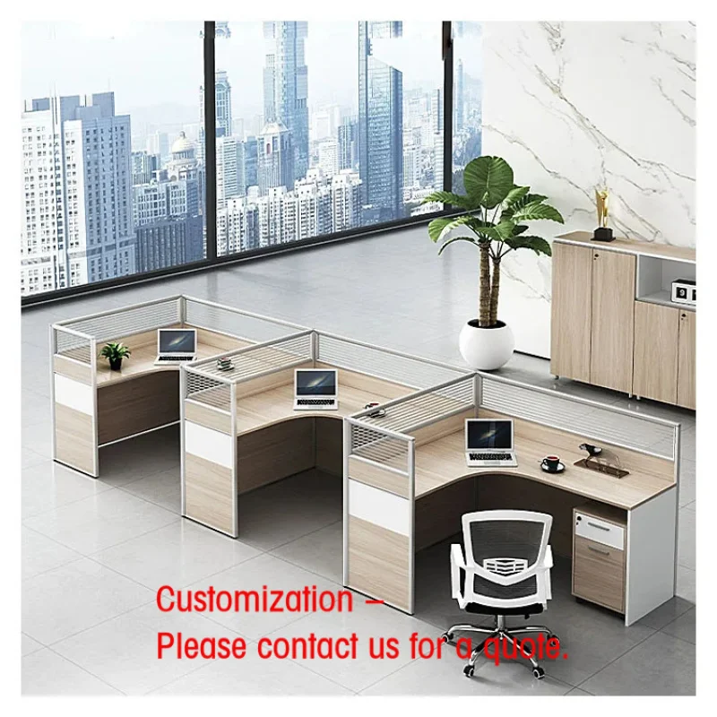 custom.Modern Executive Desk 3 6 9 People Open Cubicle Workstation with Melamine Wood Office Building