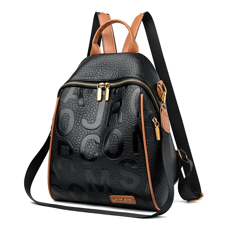 

Imprinted letter backpack, new style bag, large capacity women's bag, fashion versatile school bag back to school mochilas