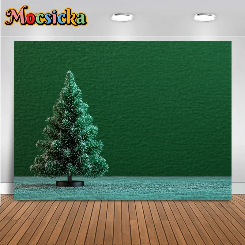 Mocsicka Green Christmas Tree Background Photography Shooting Props Wallpaper Decorations Children Family Party Backdrops Banner