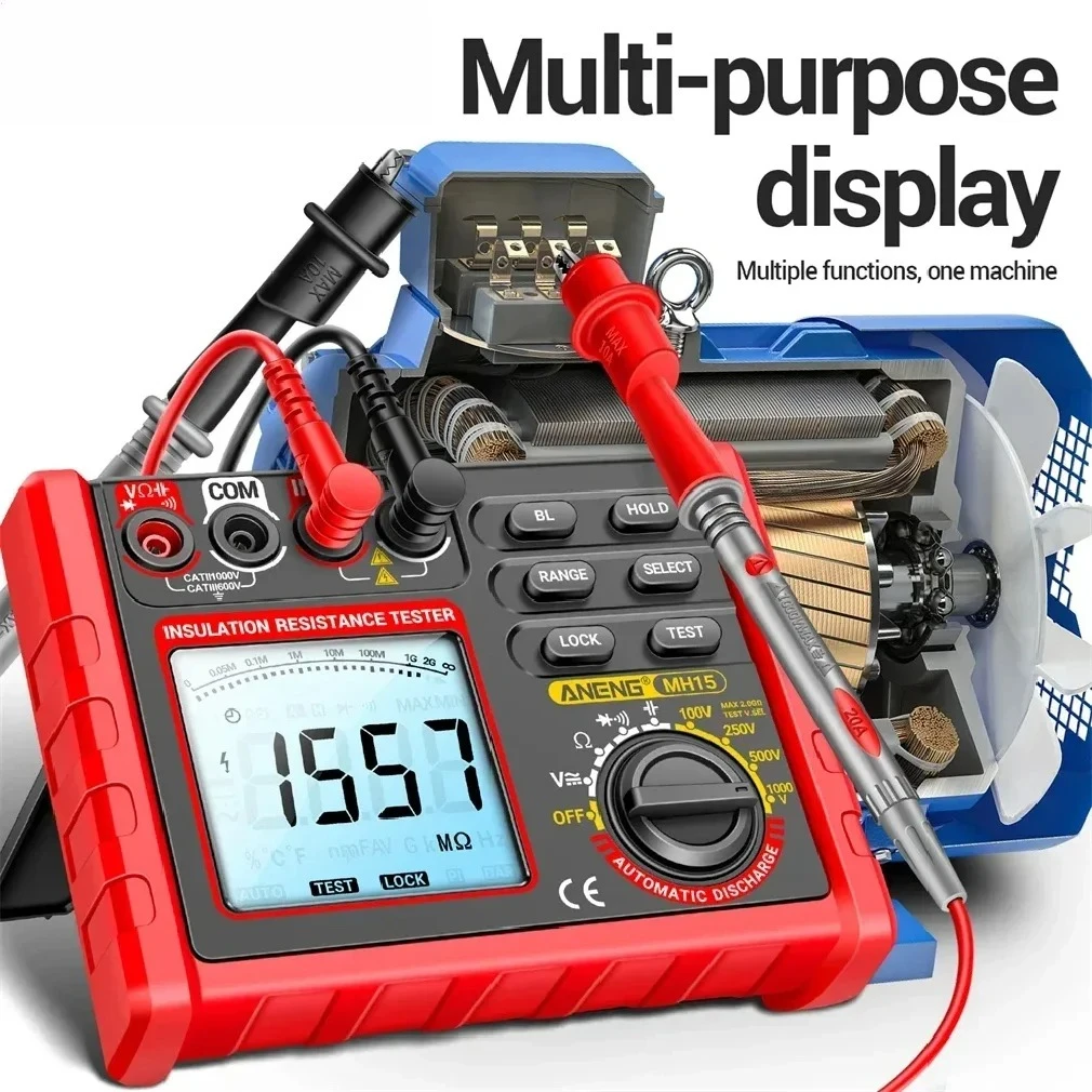 ANENG MH15 Digital Megohmmeter 6000 Counts, Ohm Capacitor Resistance Tester, Voltage Meter