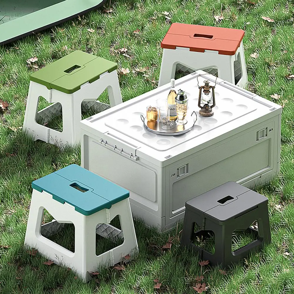 Foldable Step Stool with Handle, Multifunctional Plastic Footstool for Kids & Elderly, Portable Seat Cushion for Home Storage