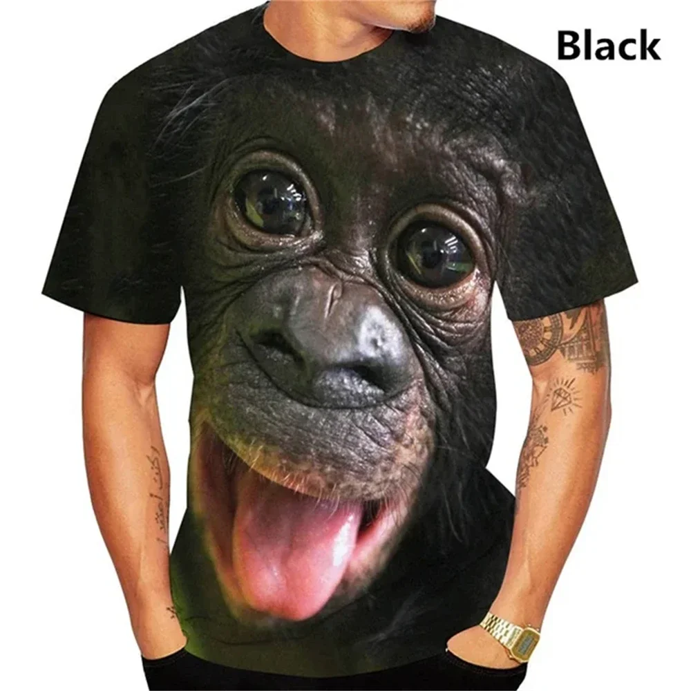 Lustiges T-Shirt mit Küssendem Affen-Motiv für Männer, 3D-Druck, Parodie-Gorilla, Schnelltrocknend, Atmungsaktiv, Unisex Kurzarm-Oberteil – Detail 6