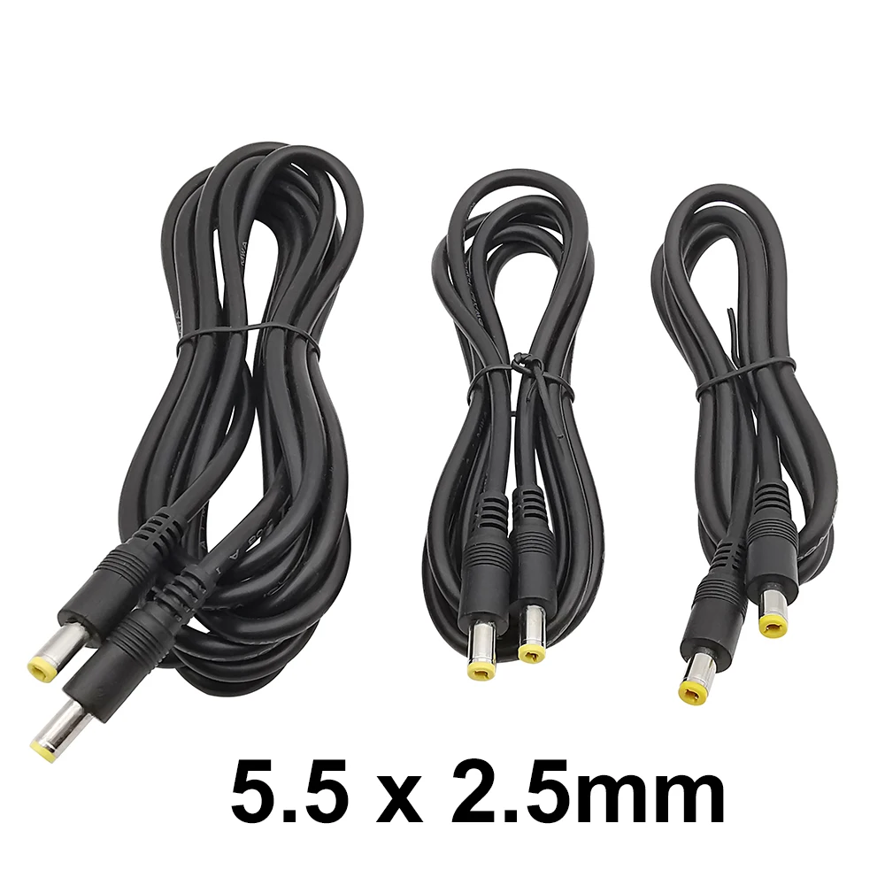 5.5 x 2.5mm 12V DC Male to Male Plug Power Cable Connector CCTV Camera Adapter Extend Wire 0.3M 0.5M 1M 1.5M 3M