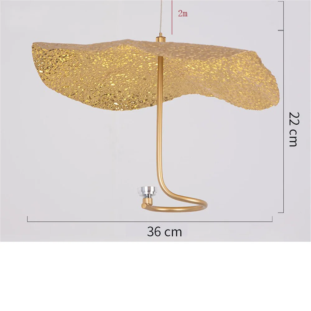 Nordic Gold Foil Shape Iron Art Led Pendant Lights Kitchen Loft Duplex Staircase Hotel Luxury Home Deco Hanging Lamp Fixtures