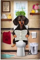 Funny Dachshund Tin Sign,Tin Sign Vintage Dog Signs Bathroom Wall Toilet Decor, Funny Dog, Dogs Lover Gift, Funny Dog,Bathroom D