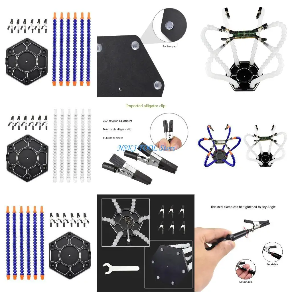 L8RC Helping Hands Soldering Tool Multifunctional Flexible PCB Circuit Holder Clamp Third Hand Tool for Soldering Welding