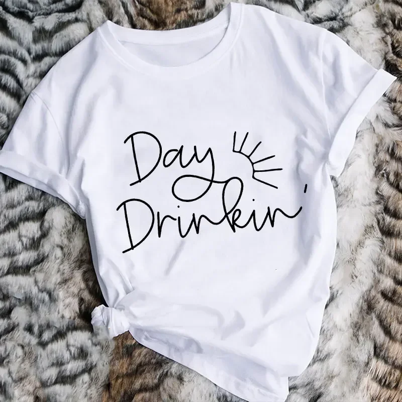 Day Drinker T-shirt for Women Fun Drinker Shirts Fun Party Outfits Short Sleeve Summer Tshirts Vacation Tee Drinking Shirts