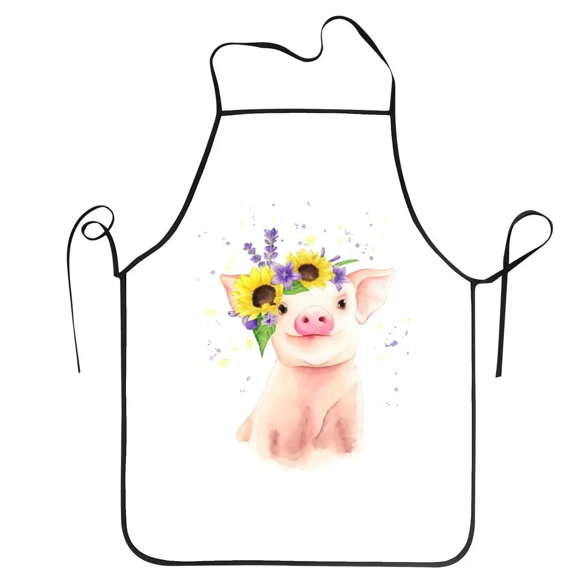 Funny Pig Surround By Sunflower Aprons Chef Baking Tablier Waterproof Bib Kitchen Cleaning Pinafore for Women Men Gardening