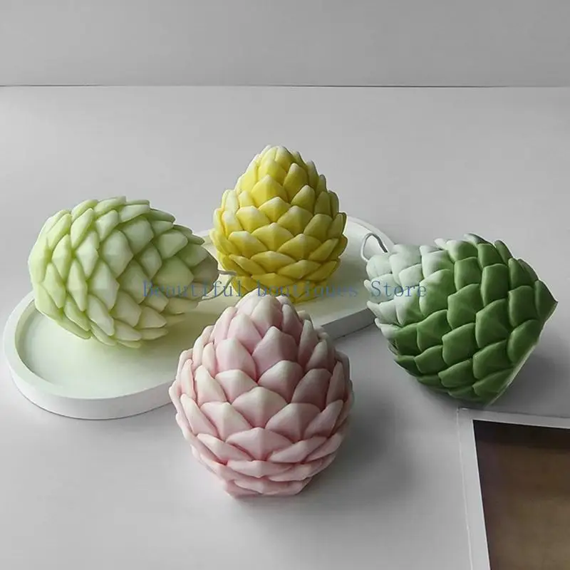 U4LF 3D Pine Cone Candle Silicone Mold DIY Soap Plaster Epoxy Making Resin Molds Handmade Chocolate Baking Tool for Christmas